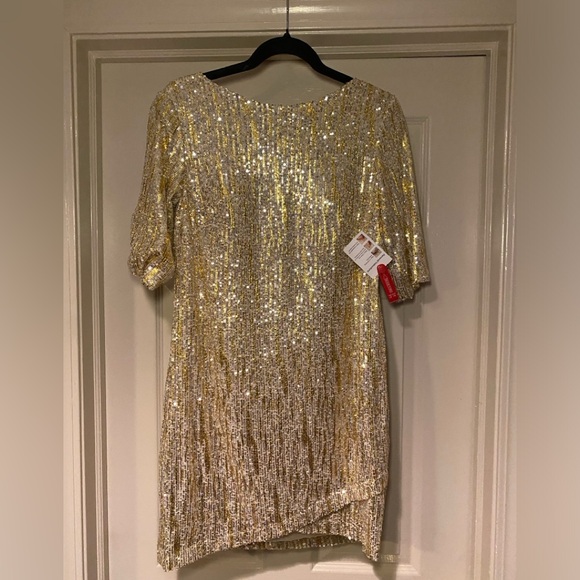 NWT Ieena for MacDuggal 26448 Sequined Mini Shift‎ Dress Formal Special Occasion - Picture 5 of 10